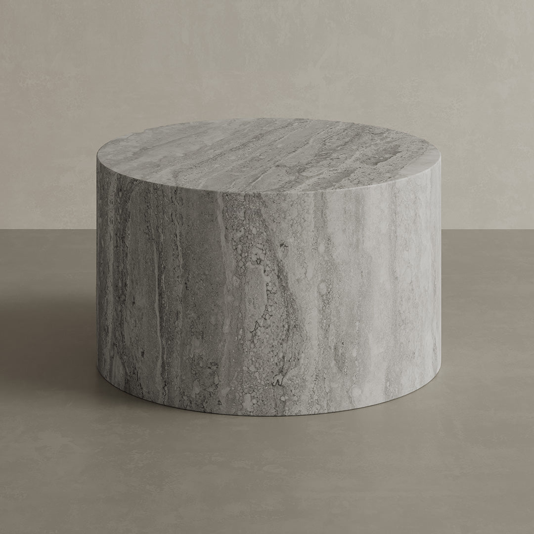 Porto-Grey-Travertine-60cm-Coffee-Table-img2 Porto Travertine Coffee Table, Grey - Image 1